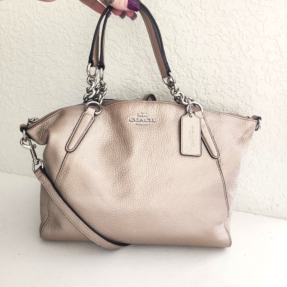 Euc Coach Gold Leather 2/Way Shoulder Bag Purse